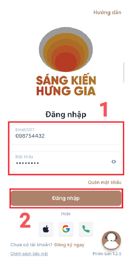 Bước 4: Đăng nhập (đã có mã đăng nhập)